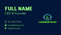 Neon Glow Hexagon Lettermark Business Card Image Preview