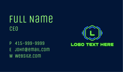 Neon Glow Hexagon Lettermark Business Card