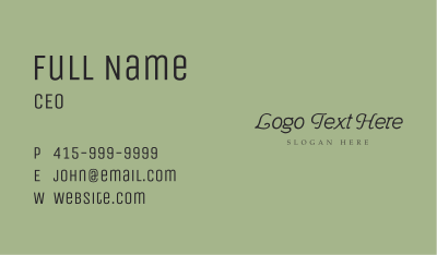 Black Branding Wordmark Business Card