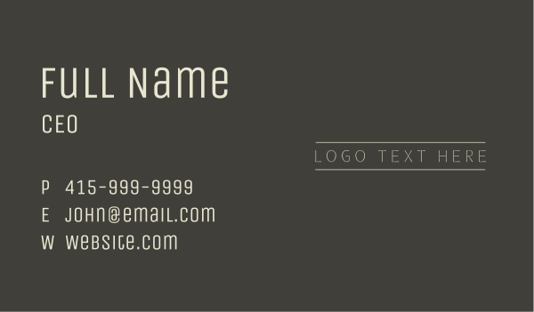 Unique Minimalist Wordmark Business Card Design