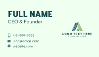 Green Geometric Letter A Business Card
