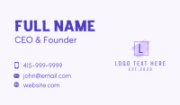 Purple Square Brush Letter Business Card Design