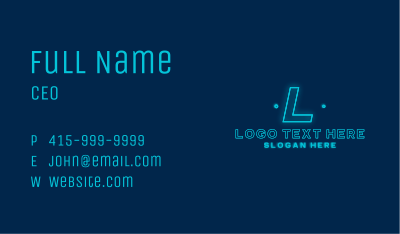 Blue Neon Glow Letter Business Card