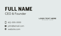 Black Business Wordmark Business Card