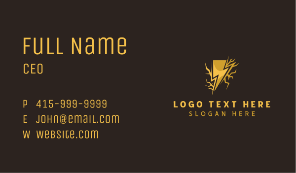 Thunder Bolt Electrician Business Card Design Image Preview