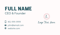 Pink Floral Wreath Lettermark Business Card