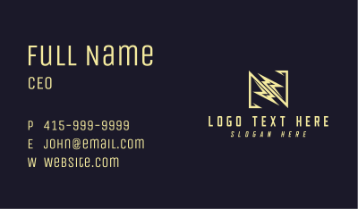 Lightning Letter N Company Business Card
