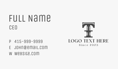 Letter T Steel Structure Business Card