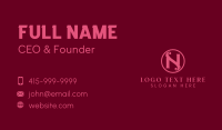 Pink Ornate Fashion Letter N Business Card Design
