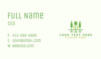 Landscaping Shovel Trees Business Card Image Preview