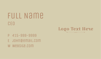 Brown Luxury Wordmark Business Card