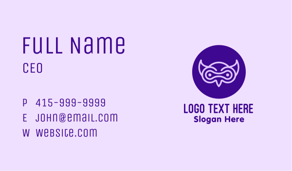 Modern Purple Owl Business Card Design Image Preview