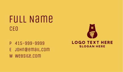 Brown Pizza Bear Business Card