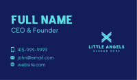 Neon Blue Letter X Business Card