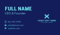 Neon Blue Letter X Business Card