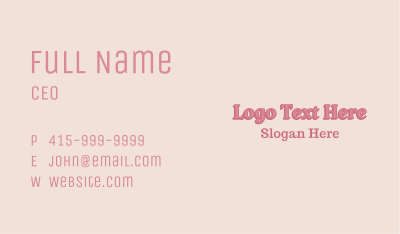 Girly Pastel Wordmark Business Card