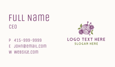 Floral Knit Yarn Business Card