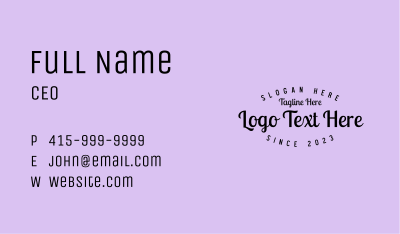 Vintage Quirky Wordmark Business Card
