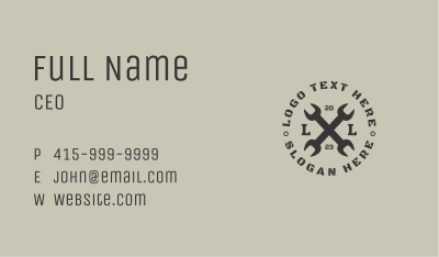Wrench Tool Letter Business Card