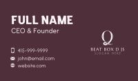 Art Brush Stroke Letter Q Business Card