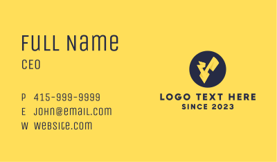 Yellow Voltage Letter V Business Card