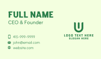 Green Organic Letter U Business Card Design