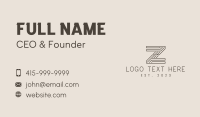 Brown Letter Z Contractor  Business Card