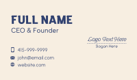 Blue Traditional Embroidery Wordmark Business Card