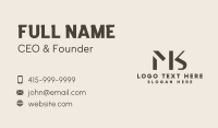 Brown Minimalist Letter M & K Business Card Design
