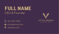 Jewelry Boutique Letter V Business Card