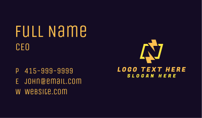 Electric Voltage Letter N Business Card
