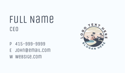 Ocean Palm Tree Beach Business Card