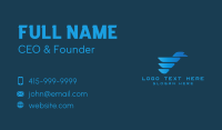 Blue Gradient Bird Tech Business Card