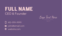 Purple Ornate Script Wordmark Business Card