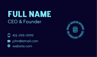 Blue Neon Badge Business Card