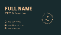 Golden Script Emblem Lettermark Business Card