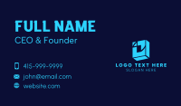 Blue Digital Box Letter O Business Card