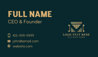 Golden Legal Pillar Letter M Business Card Design