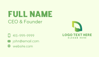 Green Leaf Letter D  Business Card