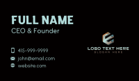 Cyber Digital Gaming Letter E Business Card Design