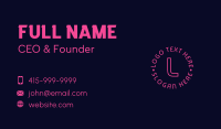Neon Technology Letter Business Card