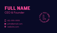 Neon Technology Letter Business Card