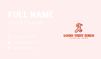 Red Cursive Letter A Business Card Design