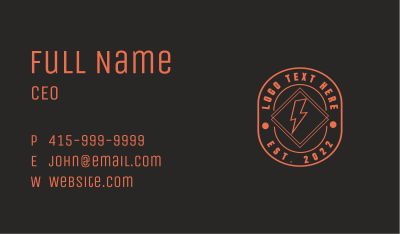 Electric Bolt Power Business Card