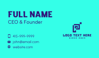 Blue Pixel Letter P Business Card