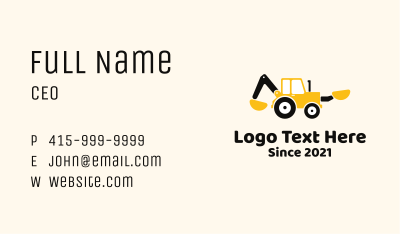 Backhoe Loader Equipment Business Card Image Preview