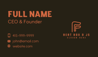 Orange Outline Letter F Business Card