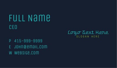 Generic Neon Wordmark Business Card