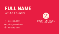 Pink Handwritten Letter Z Business Card Design