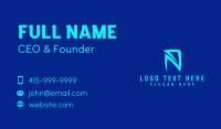 Blue Letter N Technology Business Card Design